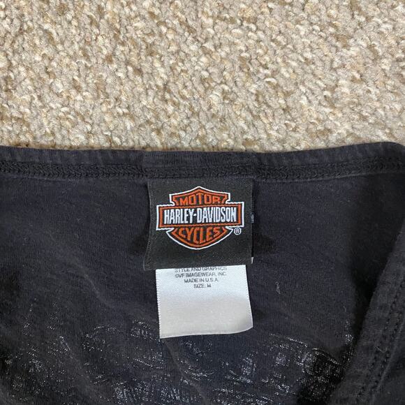 Harley Davidson Shirt Womens M USA Myrtle Beach Biker Grunge V Neck - Picture 2 of 6